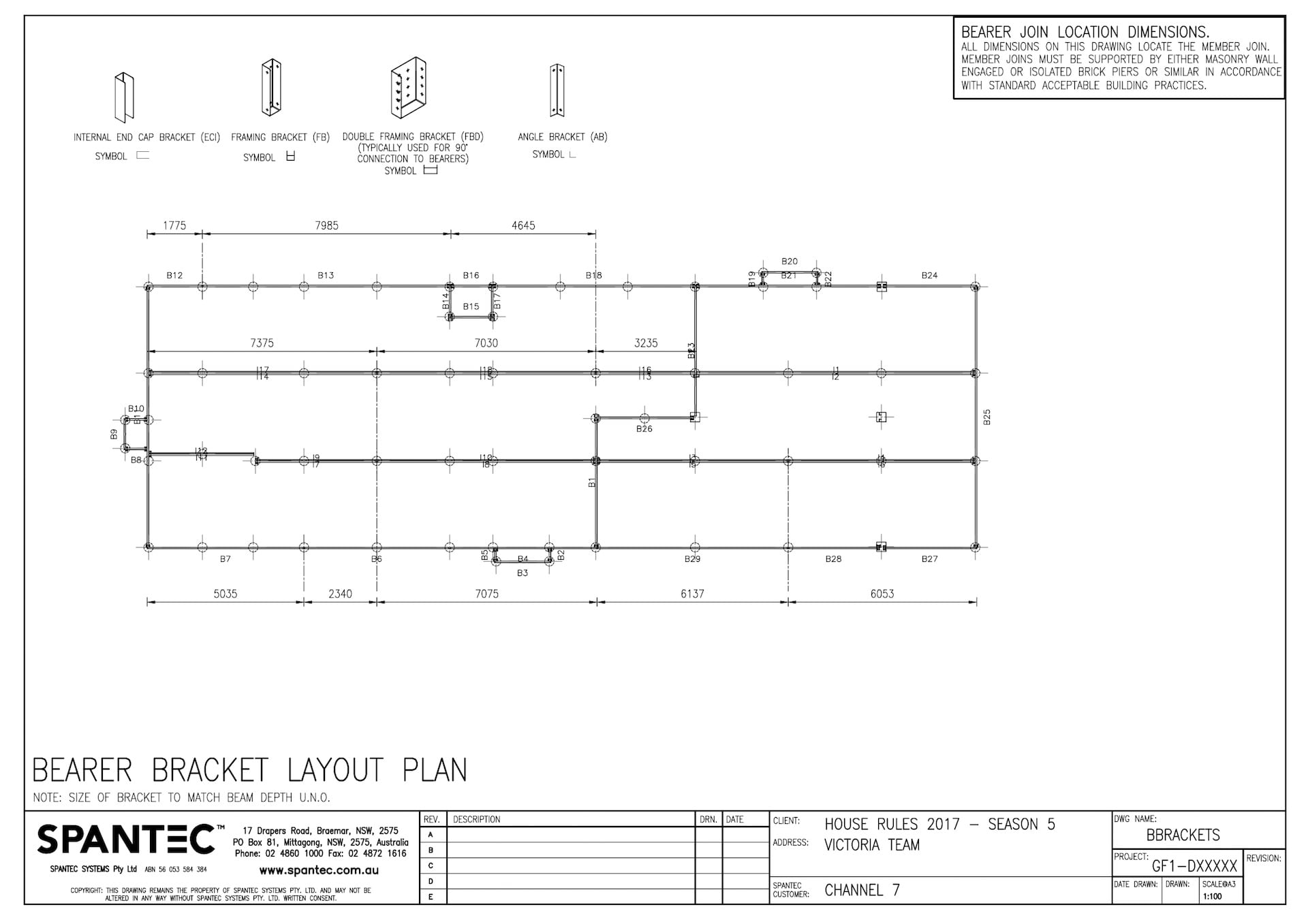 bearer bracket layout spantec bracket layout